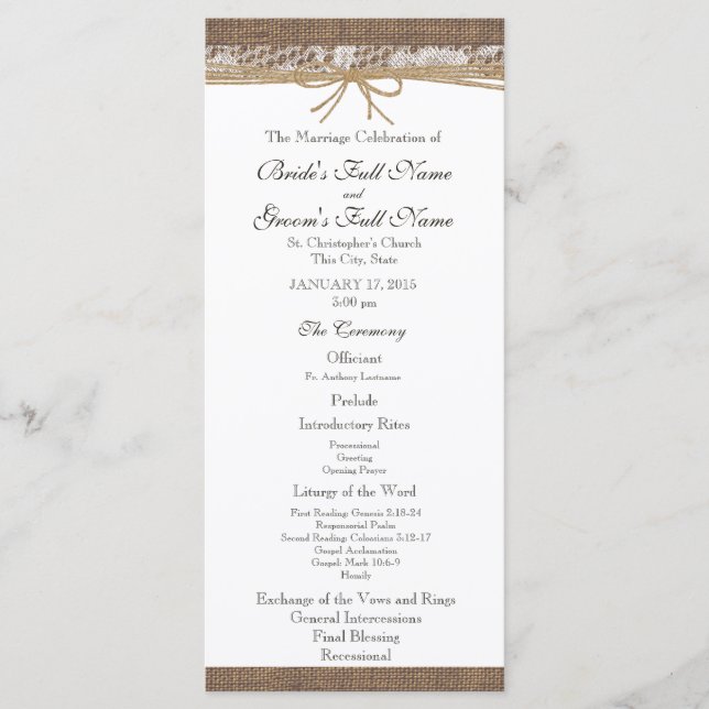 Programa Rustic Burlap and Twine Wedment (Frente)