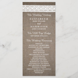 Programa Rustic Burlap & Vintage White Lace Weding
