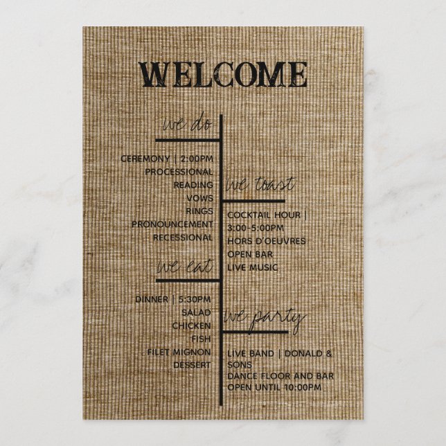 Programa Rustic Burlap Wedding Program – Personalized (Verso)