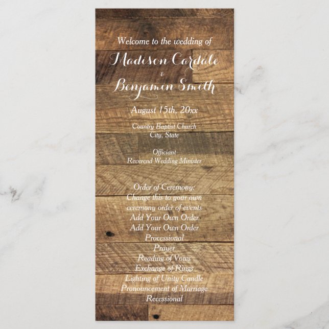 Programa Rustic Country Barn Wood Weding Modelo (Frente)