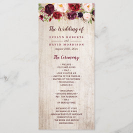 Programa Rustic Country Burgundy Floral Casamento