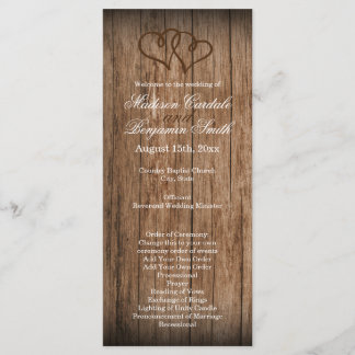 Programa Rustic Country Double Hearts Wood Wedding