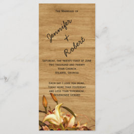 Programa Rustic Country Lily Watercolor Wedding