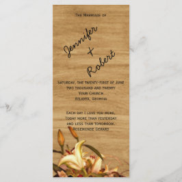 Programa Rustic Country Lily Watercolor Wedding