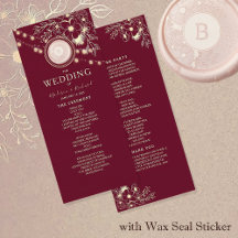 Programa Rustic Elegant Burgundy Wedment
