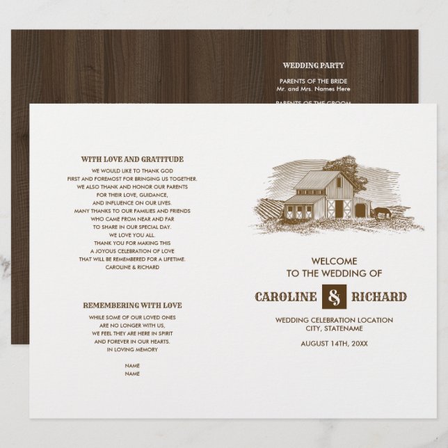 Programa Rustic Fazenda Barn Wood Dornated (Frente/Verso)