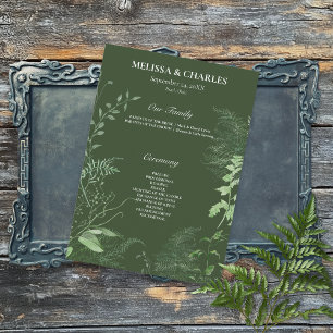 Programa Rustic Fern Green Foliage Emerald Wedding