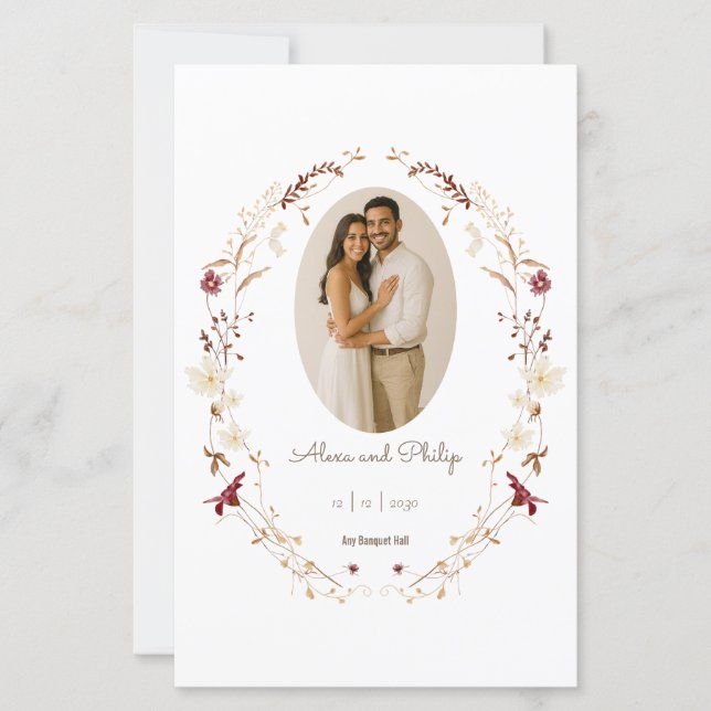 Programa Rustic Floral Oval Photo Botanical Wreath (Frente)