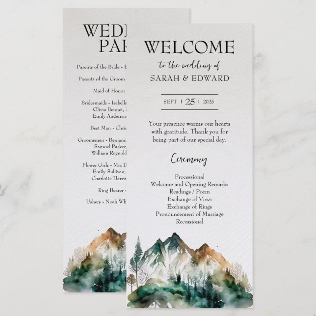 Programa Rustic Forest Mountain Weding (Frente/Verso)