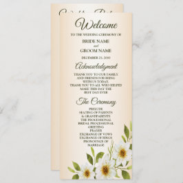 Programa Rustic Golden Frame White Floral Peach Wedding