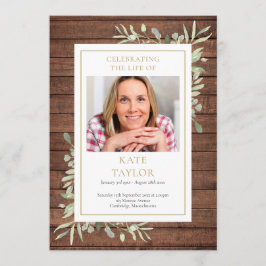 Programa Rustic Greenery Funeral Order Of Service