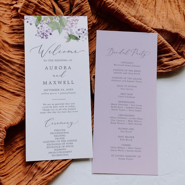 Programa Rustic Lilac Wedding (Criador carregado)