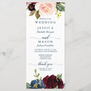 Programa Rustic Marinho Burgundy Wedding