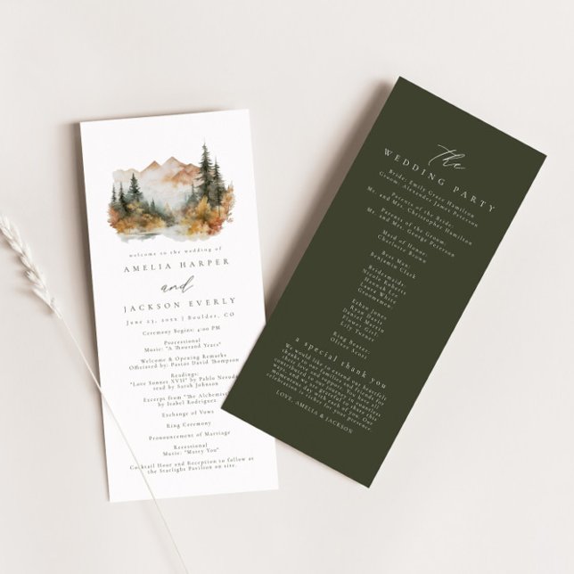 Programa Rustic Mountain Wedding Order of Events (Criador carregado)