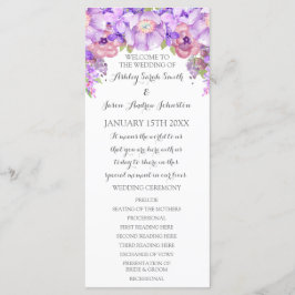 Programa Rustic Purple Lavanda Floral Weding Progr