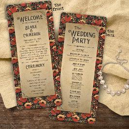 Programa Rustic Red Poppies Vintage Wood Casamento