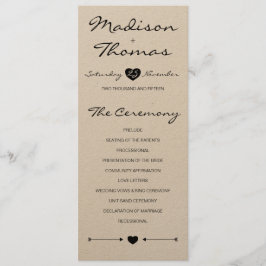 Programa Rustic Romantic de Casamento em Papel kra