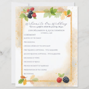 Programa Rustic Romântico de Casamento de Outono d