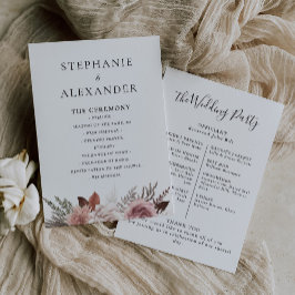 Programa Rustic Rosa Dourado Floral Casamento