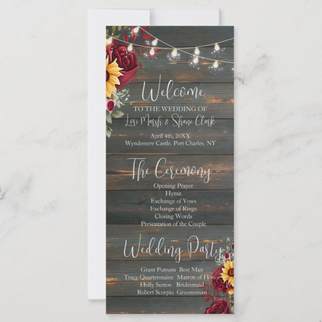 Programa Rustic Rosa e Aster Wedding (Frente)