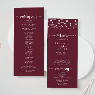Programa Rustic String Lights Burgundy Casamento