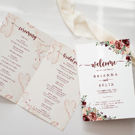 Programa Rustic Summer Floral Folding Wedding