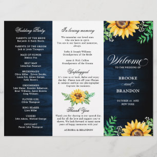 Programa Rustic Sunflower Baby's Breath Wedding