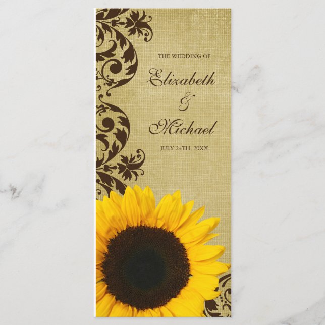 Programa Rustic Sunflower Swirls Weding Program (Frente)