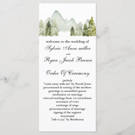Programa Rustic Watercolor Mounts Pine Casamento no inverno