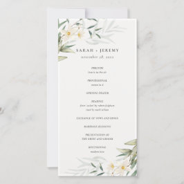 Programa Rustic White Greenery Floral Weding Progr