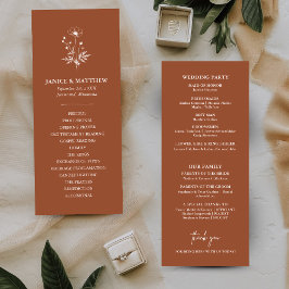 Programa Rustic Wildflower Terracotta Boho Weding