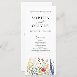 Programa Rustic Wildflower Watercolor Casamento