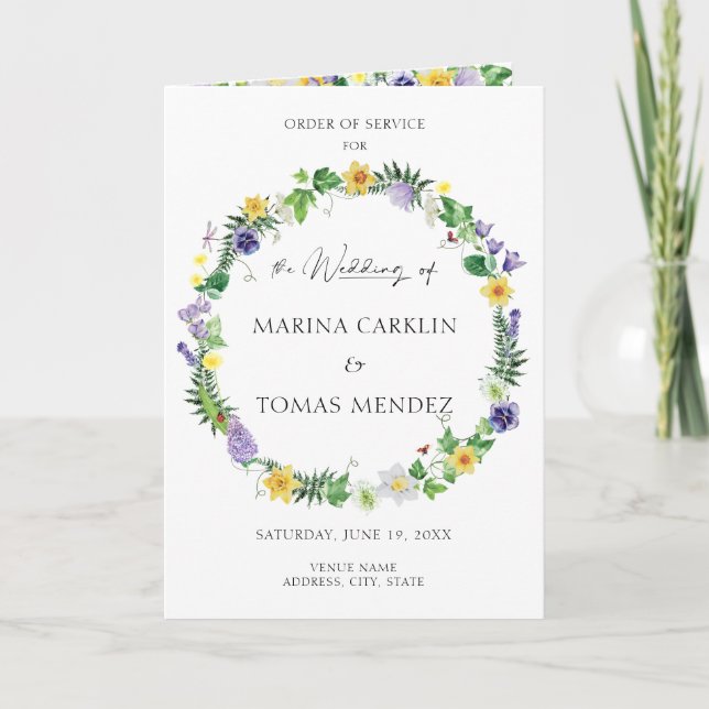 Programa Rustic Wildflower Wedding Order (Frente)