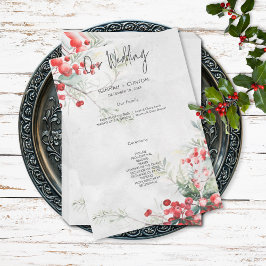 Programa Rustic Winter Holly & Pine Weding