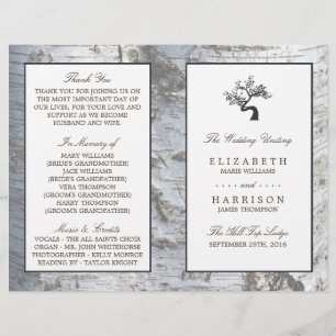 Programa rústico do casamento da árvore de