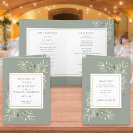Programa Sage Green Greenery Foliage Wedding