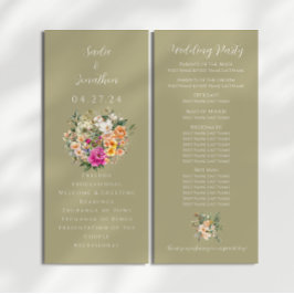 Programa Sage Green Primavera Floral Weding Program