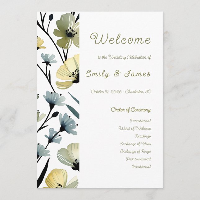 Programa Sage Green & Soft Yellow Botanical Weddin (Frente)