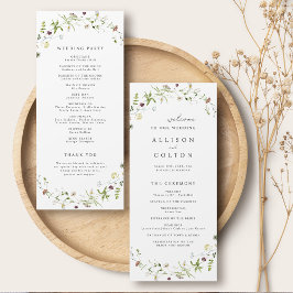 Programa Sage Green Wildflower Rustic Boho Weding Program