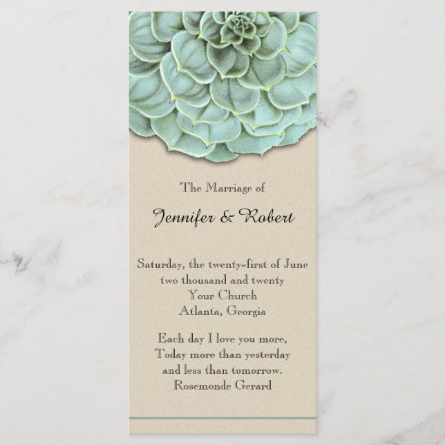 Programa Sage Succulent Wedding Program (Frente)