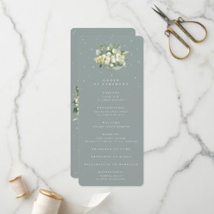 Programa Seafoam Green Snowberry+Eucalyptus Buquê Weding