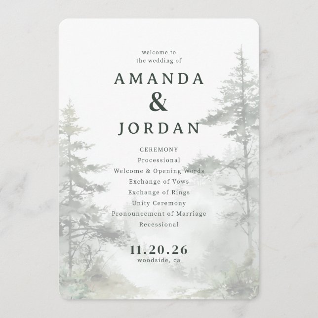 Programa Serenas Árvores em Aquarela em Tons Pastéis (Frente)