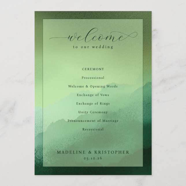 Programa Serene Green Wedding Ceremony Program (Frente)
