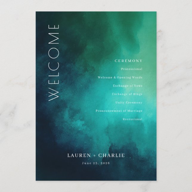 Programa Serene Teal Watercolor Waves (Frente)