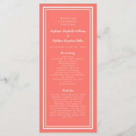 Programa Serviço de Casamento Coral Cerimônia Minimalista S