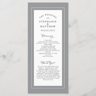 Programa Serviço de Cerimônia de Casamento Gray & White Ele