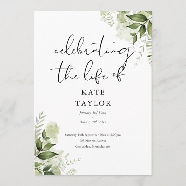 Programa Serviço de Funeral Memorial Greenery  (Frente)