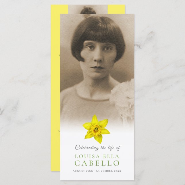 Programa Serviço de memória: funerário brilhante daffodils  (Frente/Verso)