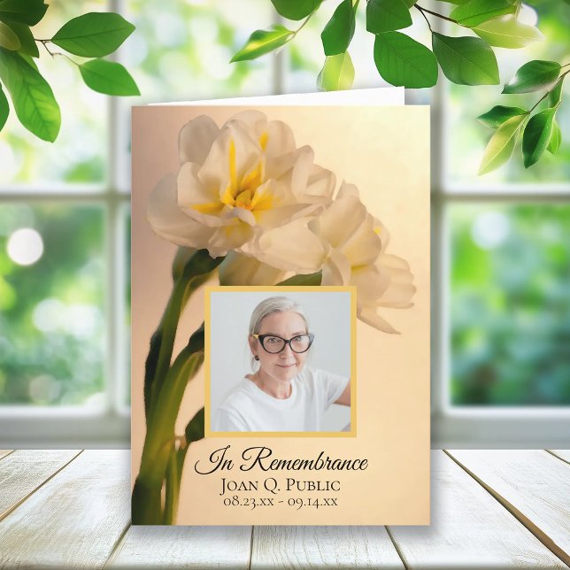 Programa Serviço Funeral Daffodils Duplos Branco Dobrado (Criador carregado)