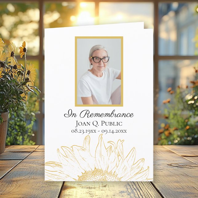 Programa Serviço Funeral Gráfico de Girassol Amarelo Dobrad (Criador carregado)